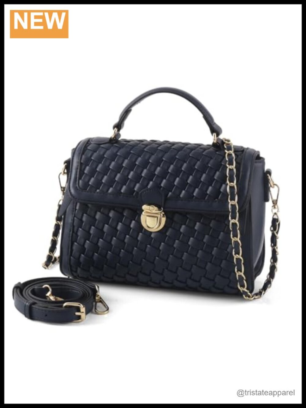 Small Vegan Leather Woven Satchel Crossbody Handbag